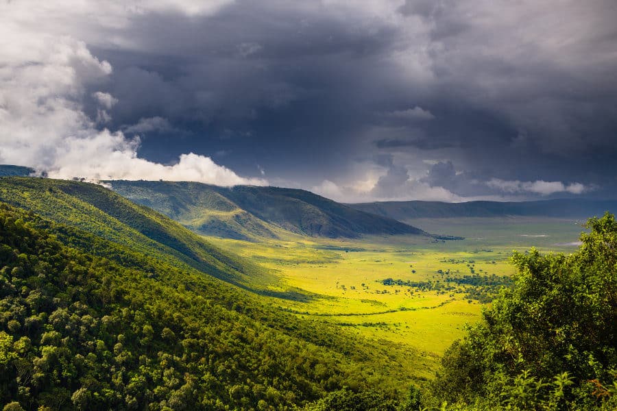 Scenic view of Ngorongoro Crater